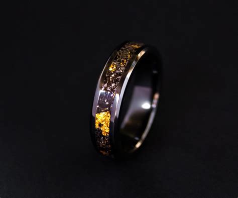 Gold Meteorite Ring 6mm | Space Age Rings