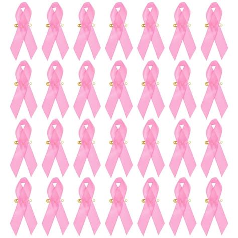 100 Pcs Pink Ribbon Decorative Breast Cancer Portable Awareness