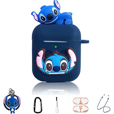 Stitch Cartoon Case For Apple Airpod 2 And 1 9 In 1 Accessories Set Protective Cover3d Anime