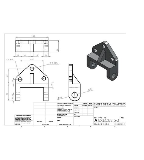 Bracket Drawing Sheet Técnicas De Dibujo Dibujo Tecnico Industrial