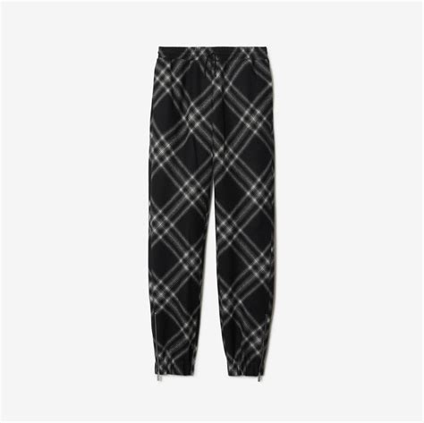 Check Wool Jogging Pants In Monochrome Men Burberry® Official