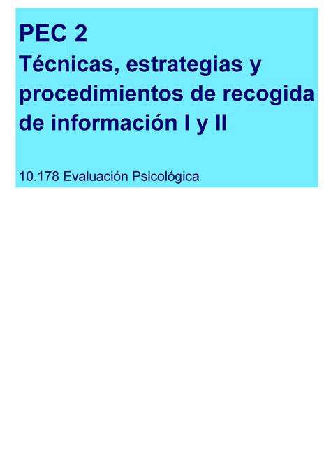 Enunciado Pec Ib Noviembre Pec T Cnicas Estrategias Y