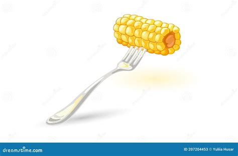 Cartoon Corn Noggin On Fork Stock Vector Illustration Of Taste