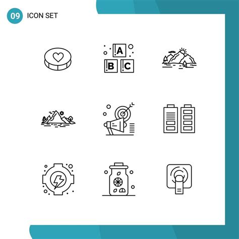 Set Of Vector Outlines On Grid For Campaign Mountain Hill Landscape