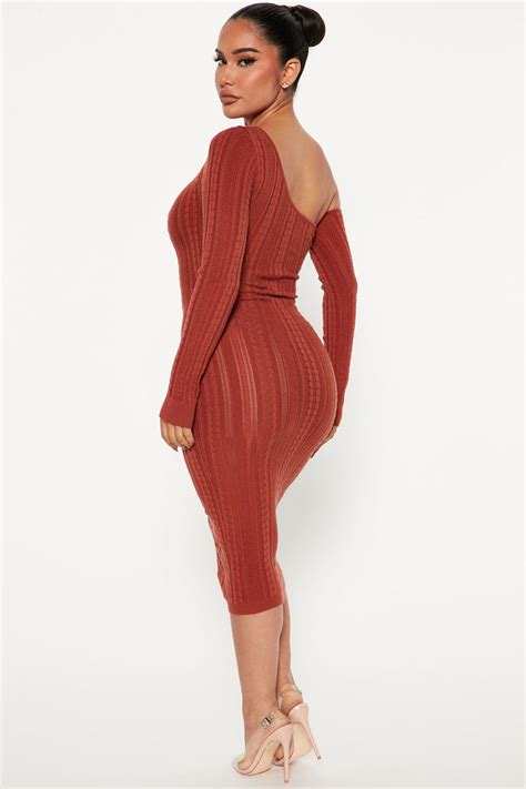 Rylee Midi Dress Cognac Fashion Nova Dresses Fashion Nova