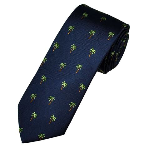 Navy Blue Palm Tree Luxury Silk Novelty Tie From Ties Planet Uk