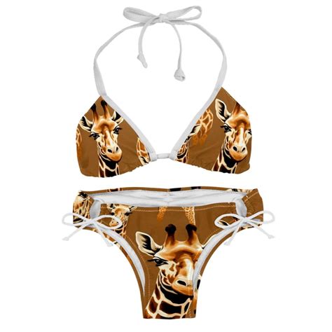 Giraffe Swim Wear Detachable Sponge Adjustable Strap Bikini Set Two