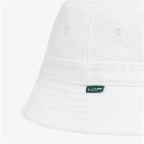 Lacoste White Cotton Logo Bucket Hat Childrensalon