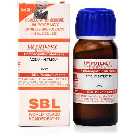 SBL Acidum Nitricum LM 0 19 20g For Piles Fissures Mouth Ulcers