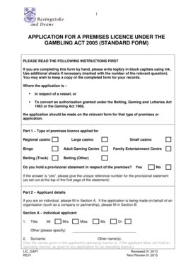 Fillable Online Basingstoke Gov Application For A Premises Licence