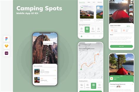 露营地移动应用App UI Kit SKETCH FIG XD 云瑞设计