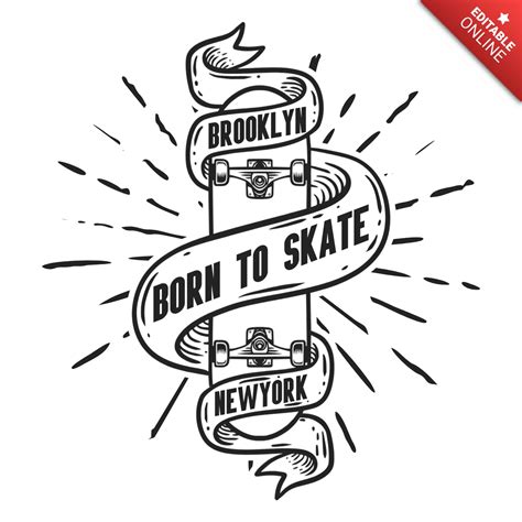 Born To Skate Skateboard Vintage Design Template Free Design Template