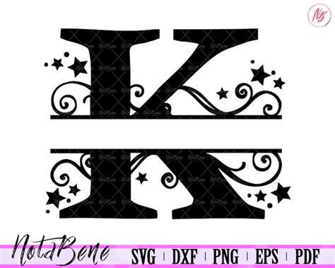 K Split Monogram SVG Split Letter K SVG Divided Initial K - Etsy