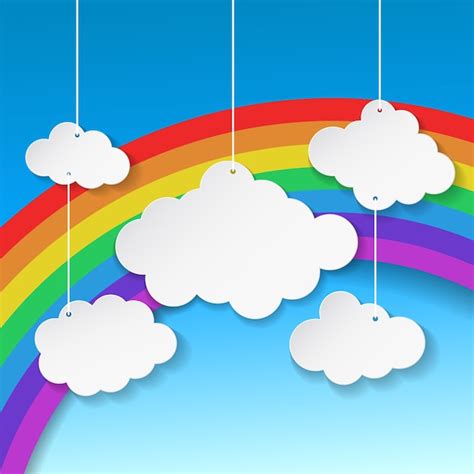 Premium Vector Clouds On Rainbow Background