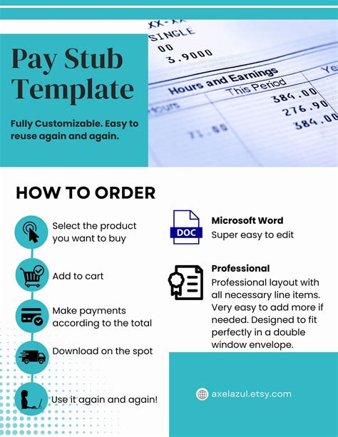 Fully Customizable Pay Stub Template - Etsy