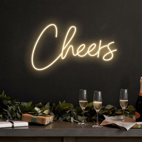 Cheers Cheers Wedding Neon Sign Bar Sign Custom Neon Sign Home Bar Pub