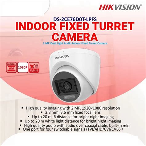 HIKVISION DS 2CE76D0T LPFS 2MP Dual Light Audio Fixed Turret Camera At