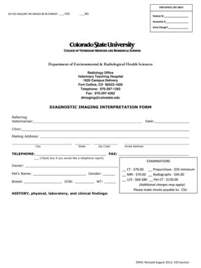 Fillable Online Cvmbs Colostate Diagnostic Imaging Interpretation Form