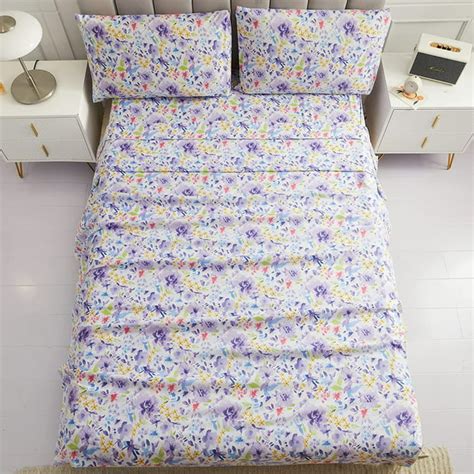 Viviland Floral King Sheets Soft Breathable Microfiber Printed Bed Sheet Set Deep Pocket Non