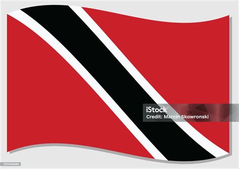 Vetores De Agitando Bandeira Do Gráfico Vetorial De Trinidad E Tobago Acenando Com A Ilustração