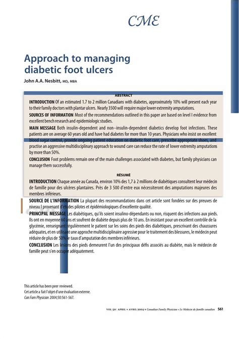 Pdf Approach To Managing Diabetic Foot Ulcers Dokumen Tips