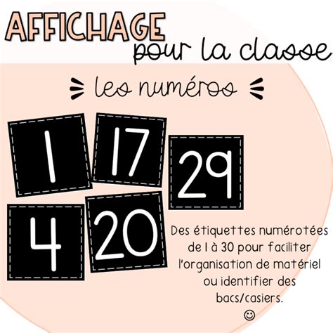 Affichage de classe Étiquettes numérotées