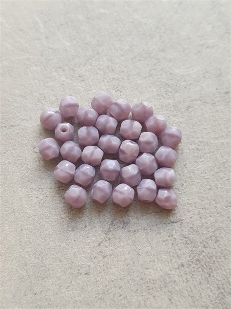 FirePolish Lavender Coral ca 4mm ᴓ 0 8mm Glas Kraal