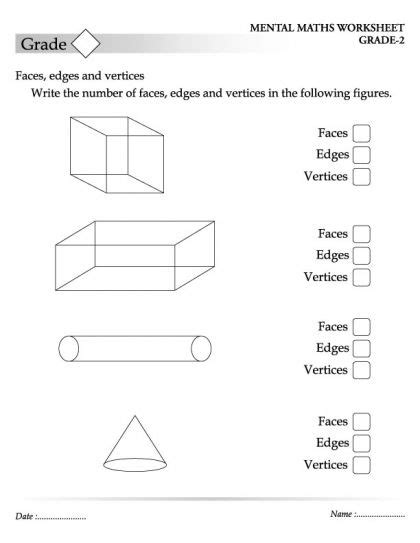 3d Shapes Faces Edges Vertices Worksheets With Answers