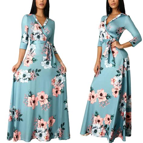 Robe longue à fleurs pour femmes Sexy grande taille imprimé Floral