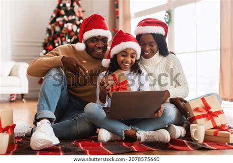 Online Christmas Party Happy Black Family Stock Photo 2078575660 ...