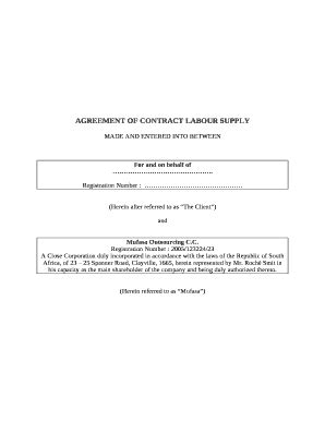 Manpower Supply Agreement Word At Doc Template Pdffiller