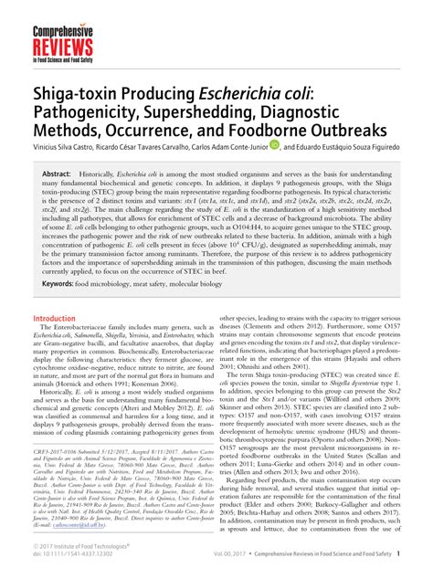 Pdf Shiga Toxin Producing Escherichia Coli Pathogenicity