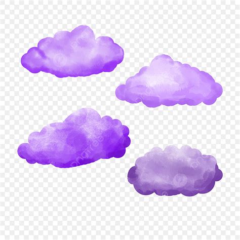 Purple Watercolor Clouds Four Purple Clouds Watercolor Png