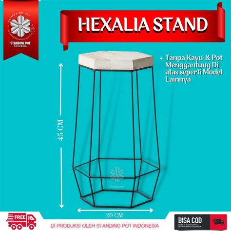 Jual Standing Pot Besi 1 Set 2 Pcs Hexalia Minimalis Stand Plant Flower