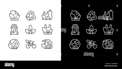 Recycling Materials Pixel Perfect Linear Icons Set For Dark Light Mode