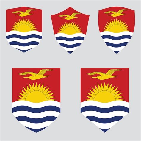 Premium Vector Set Of Kiribati Flag In Shield Shape Frame