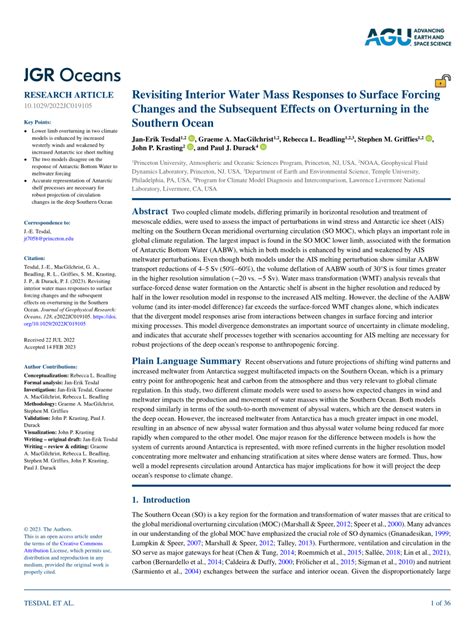 PDF Revisiting Interior Water Mass Responses To Surface Forcing