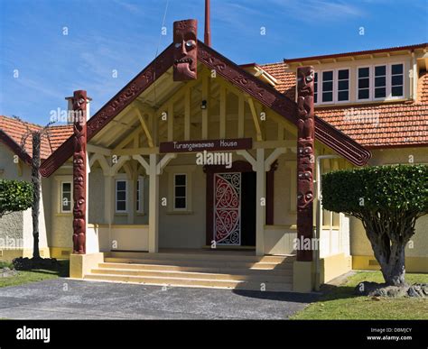 Dh Ngaruawahia New Zealand Turangawaewae House Maori Marae Carved Stock