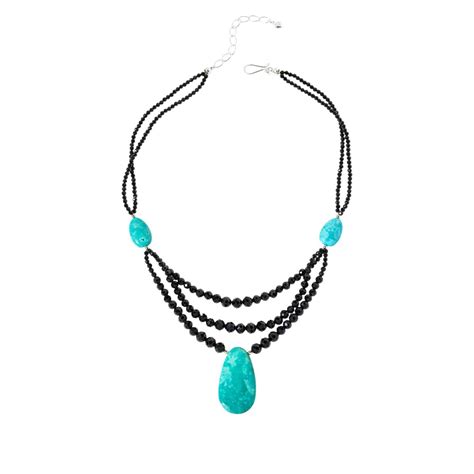 Jay King Alicia Turquoise And Black Spinel Sterling Silver Necklace