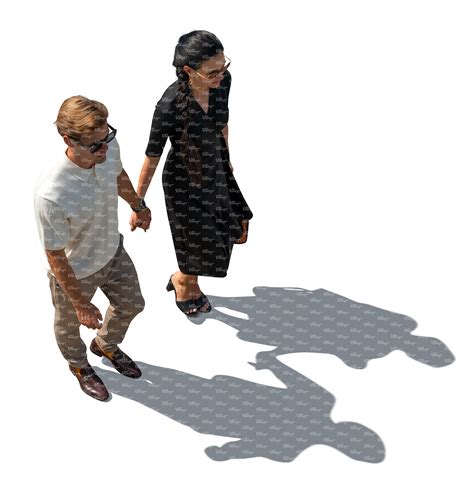 Cut Out Backlit Couple Walking Seen From Above Vishopper