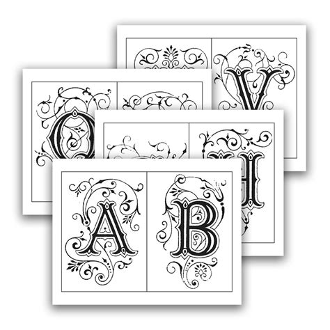 Illuminated Letters Printable Alphabet Vintage Lettering, Lettering ...