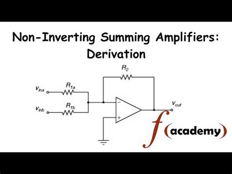 Non Inverting Summing Amplifiers Derivation Functionacademy YouTube