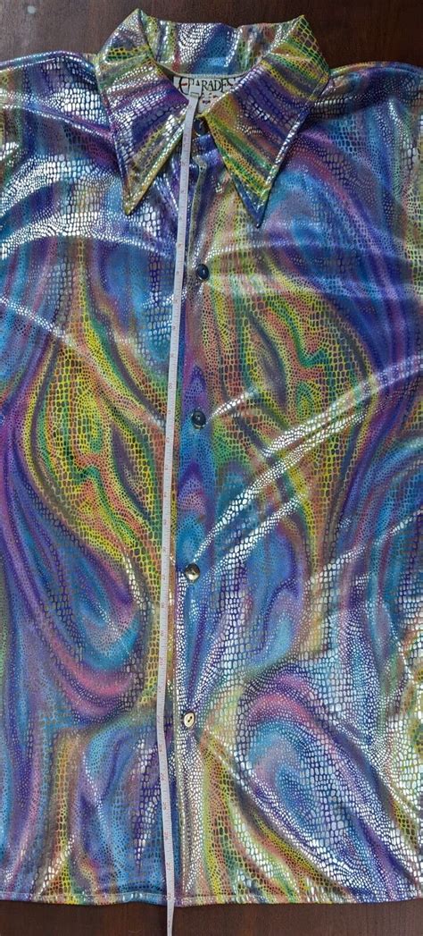 Charades Multi Color Metallic Rainbow Disco Costume Shirt Adult Small Ebay