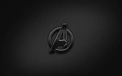 Download wallpapers Avengers black logo, creative, metal grid ...