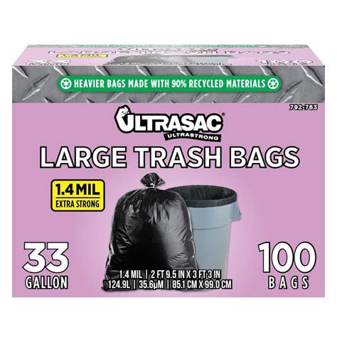 Ultrasac 33 Gal Large Trash Bags 100 Count Hmd 792763 The Home Depot