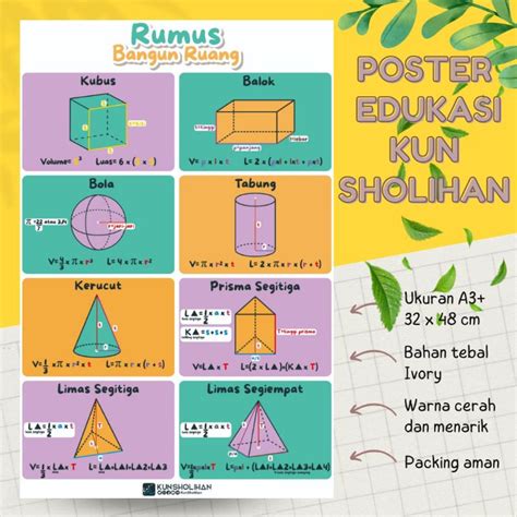 poster rumus bangun ruang kun sholihan yufid store toko muslim