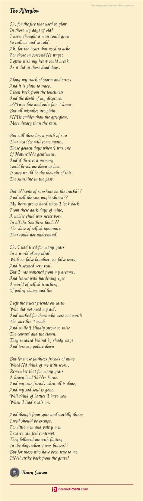 The Afterglow Poem by Henry Lawson