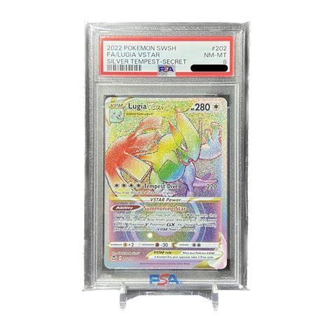 PSA 8 Lugia Vstar Rainbow Secret Rare 202 Silver Tempest Pokemon TCG