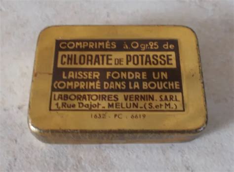 Ancienne Petite Boite M Tal Chlorate De Potasse Comprim S Vintage