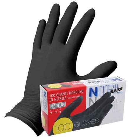 Pharmafiore Guanti In Nitrile Neri Monouso Nitril Black S M L Xl